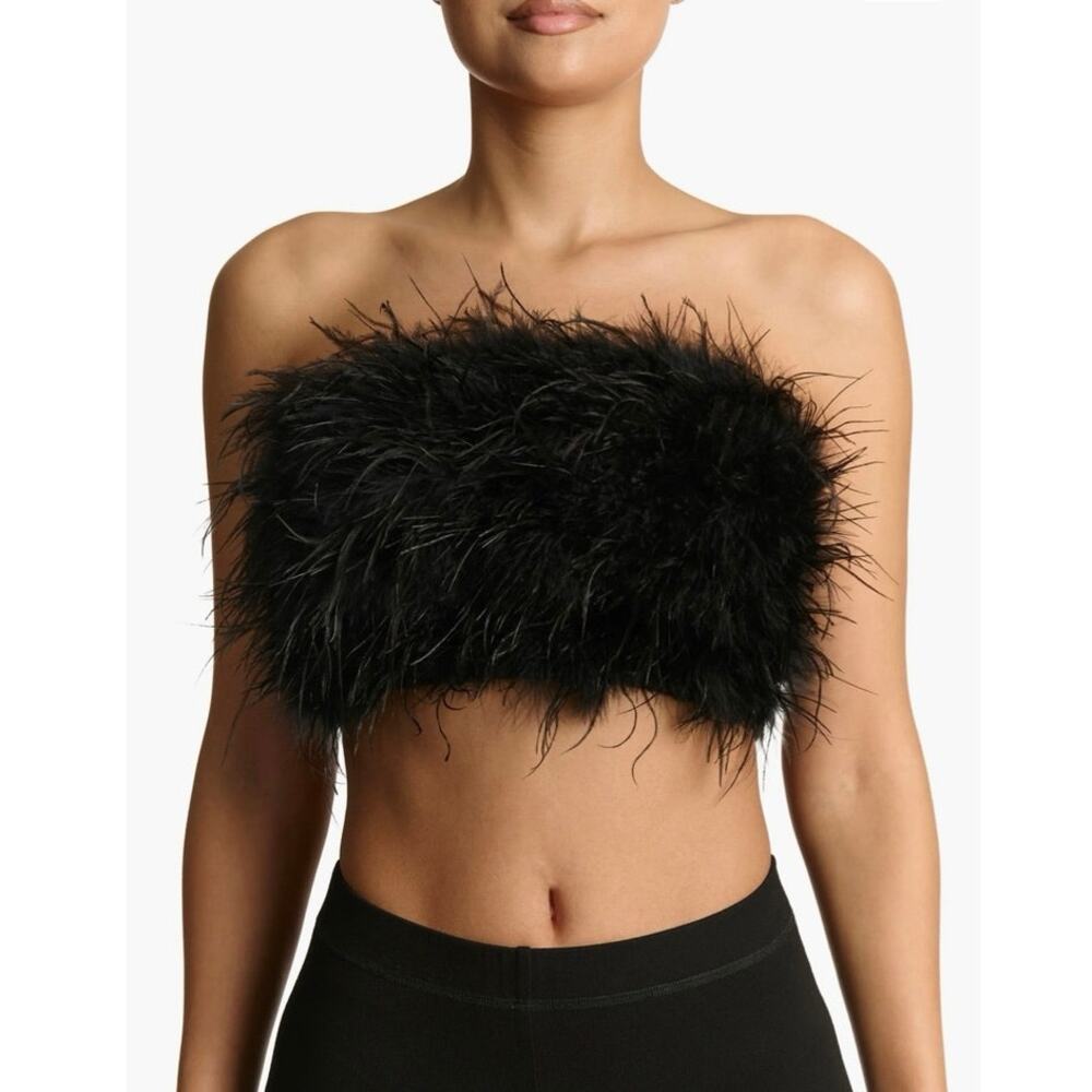 NWOT Naked Wardrobe Butter Feather Tube Top in Black SZ M